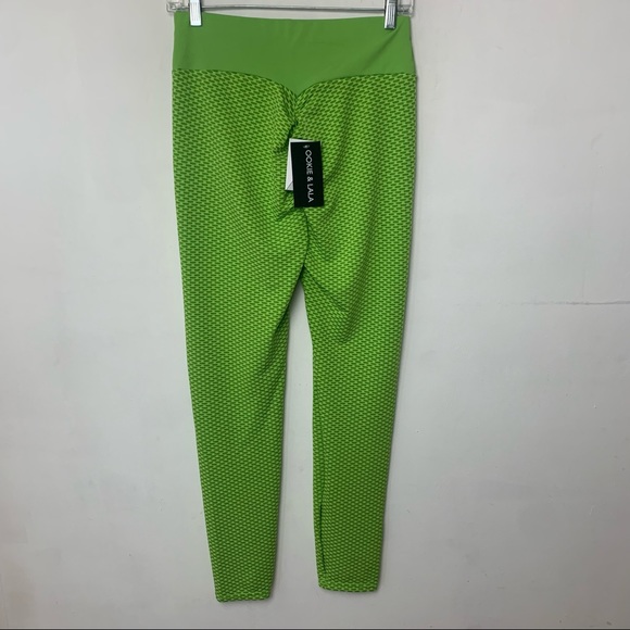 OOKIE & LALA High Waisted Honeycomb Leggings in Neon Green - Picture 8 of 8